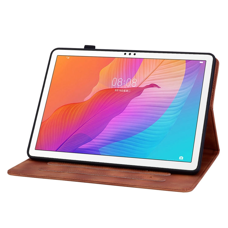 For Huawei MatePad T 10s / Enjoy Tablet 2 Lily Embossed Leather Tablet Case(Brown)