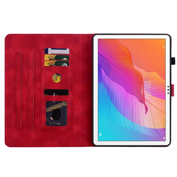 For Huawei MatePad T 10s / Enjoy Tablet 2 Lily Embossed Leather Tablet Case(Red)