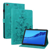 For Huawei MediaPad M5 Lite 10 / C5 10.1 Lily Embossed Leather Tablet Case(Green)