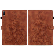 For Huawei MatePad SE 11 2024 Lily Embossed Leather Tablet Case(Brown)