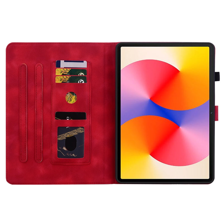 For Huawei MatePad SE 11 2024 Lily Embossed Leather Tablet Case(Red)