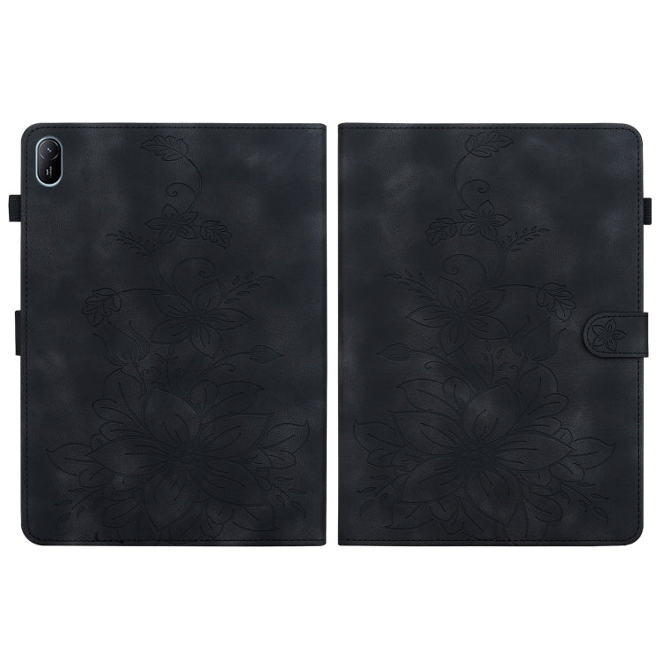 For Huawei MatePad SE 11 2024 Lily Embossed Leather Tablet Case(Black)
