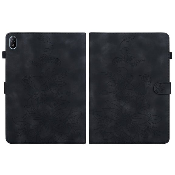 For Huawei MatePad SE 11 2024 Lily Embossed Leather Tablet Case(Black)