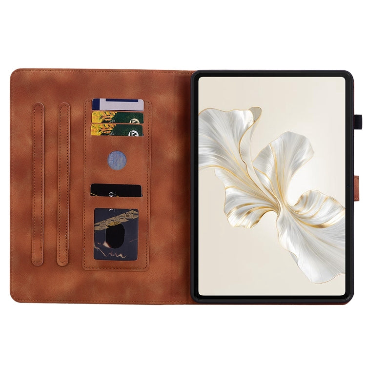 For Honor Pad 9 12.1 Lily Embossed Leather Tablet Case(Brown)