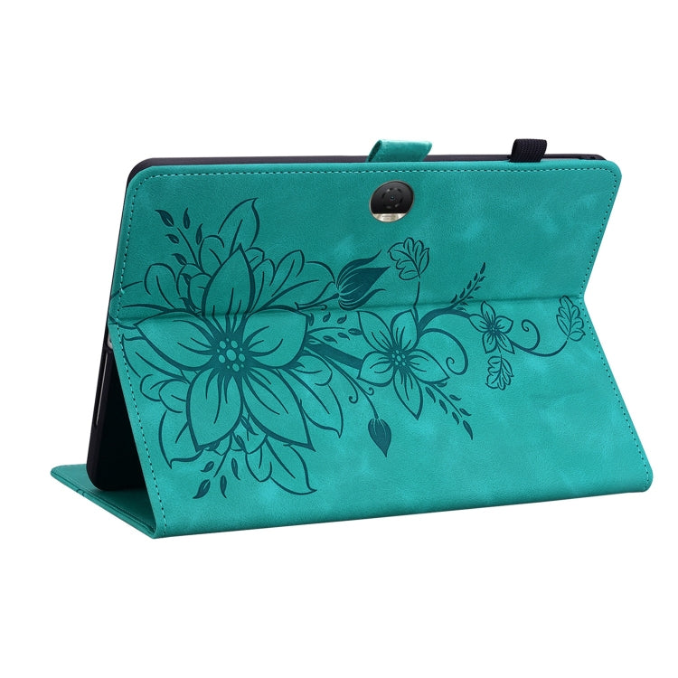 For Honor Pad 9 12.1 Lily Embossed Leather Tablet Case(Green)