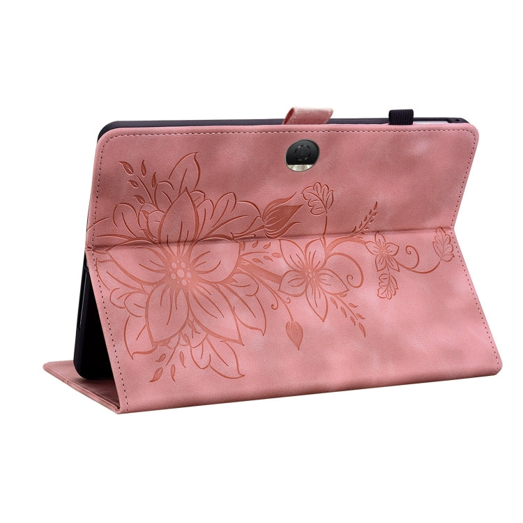 For Honor Pad 9 12.1 Lily Embossed Leather Tablet Case(Pink)
