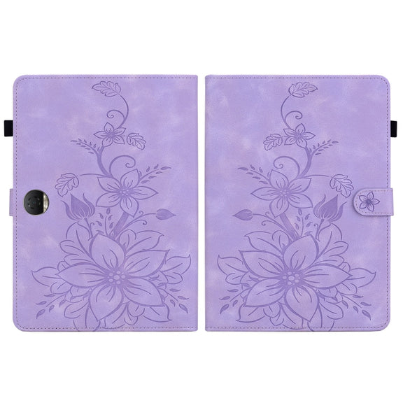 For Honor Pad 9 12.1 Lily Embossed Leather Tablet Case(Purple)