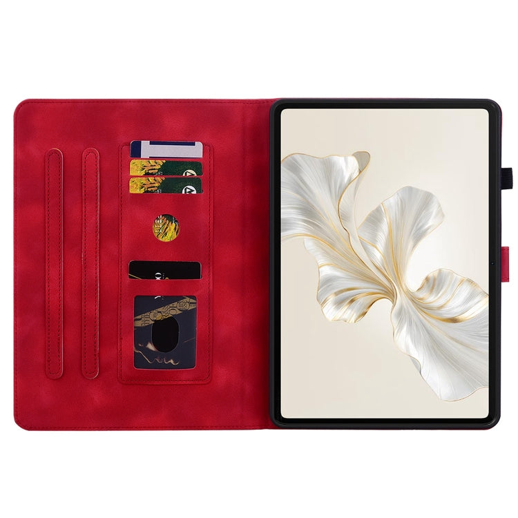 For Honor Pad 9 12.1 Lily Embossed Leather Tablet Case(Red)