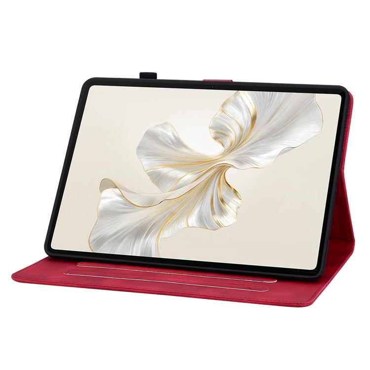 For Honor Pad 9 12.1 Lily Embossed Leather Tablet Case(Red)