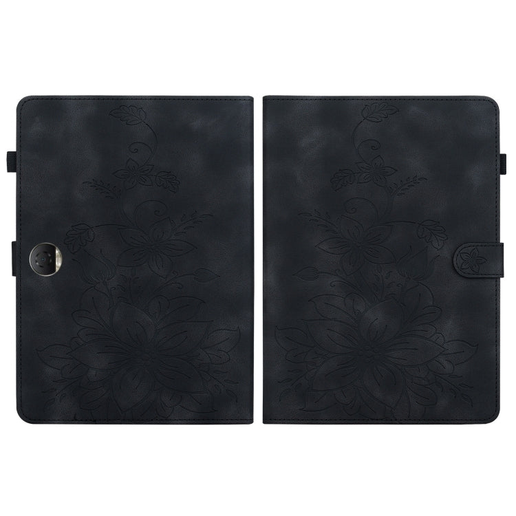 For Honor Pad 9 12.1 Lily Embossed Leather Tablet Case(Black)