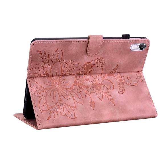 For Honor Pad X8 Pro / X9 2023 Lily Embossed Leather Tablet Case(Pink)