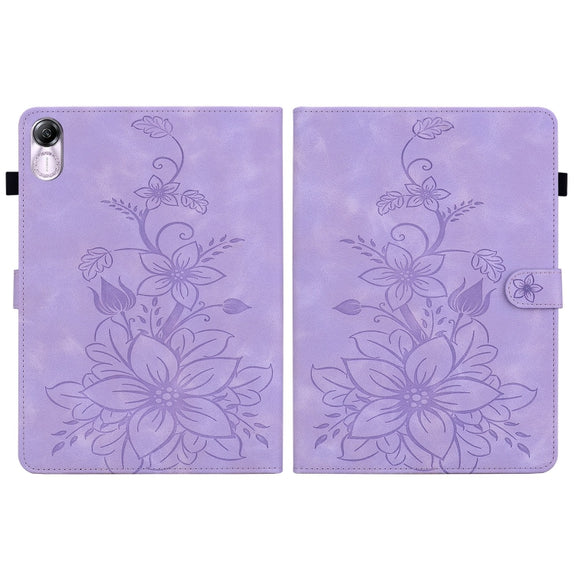 For Honor Pad X8 Pro / X9 2023 Lily Embossed Leather Tablet Case(Purple)