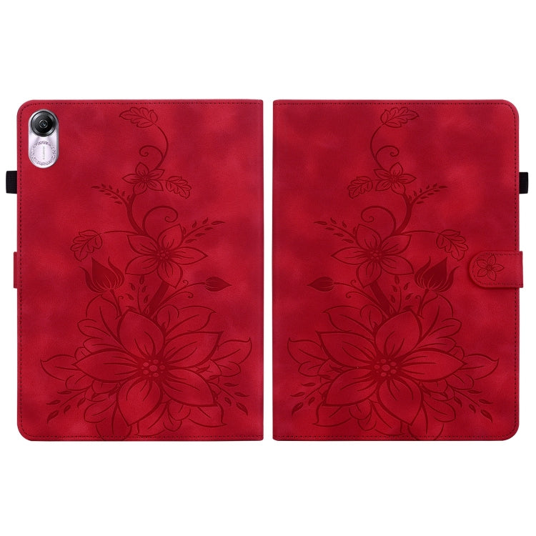 For Honor Pad X8 Pro / X9 2023 Lily Embossed Leather Tablet Case(Red)
