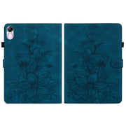 For Honor Pad X8 Pro / X9 2023 Lily Embossed Leather Tablet Case(Dark Blue)