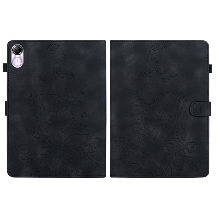 For Honor Pad X8 Pro / X9 2023 Lily Embossed Leather Tablet Case(Black)