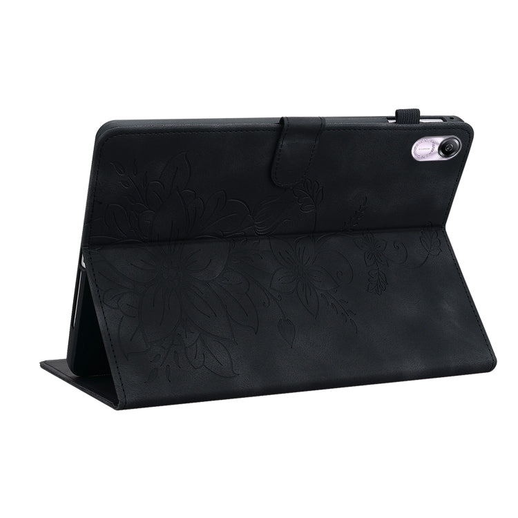 For Honor Pad X8 Pro / X9 2023 Lily Embossed Leather Tablet Case(Black)