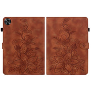 For Realme Pad 2 11.5 Lily Embossed Leather Tablet Case(Brown)