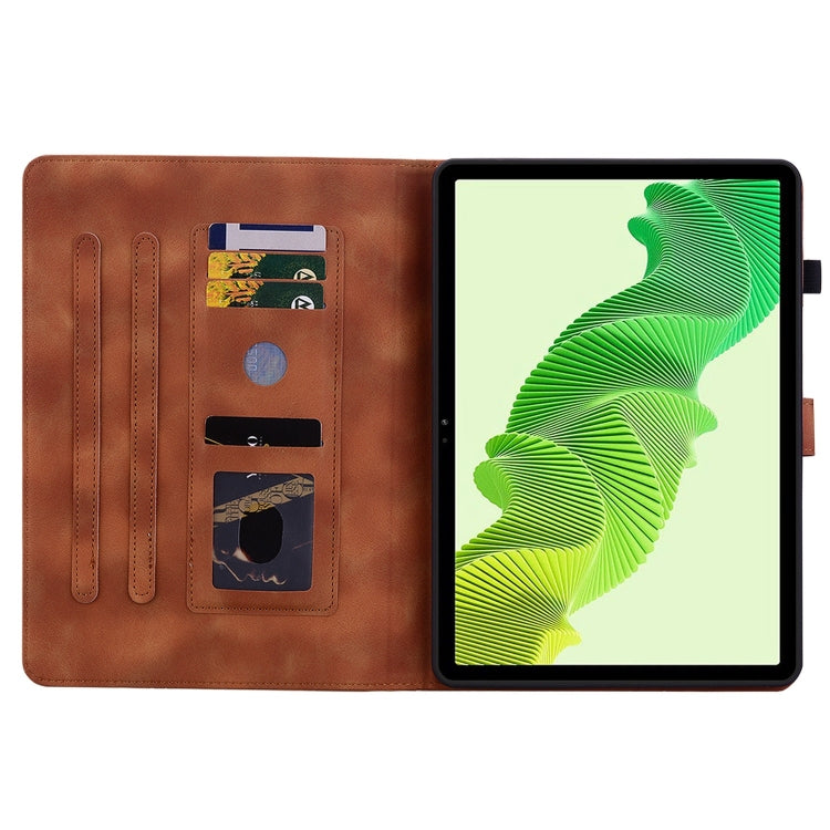 For Realme Pad 2 11.5 Lily Embossed Leather Tablet Case(Brown)