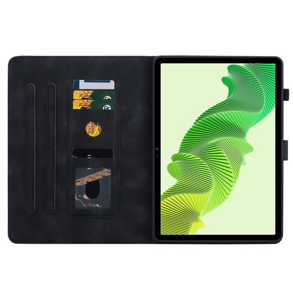 For Realme Pad 2 11.5 Lily Embossed Leather Tablet Case(Black)