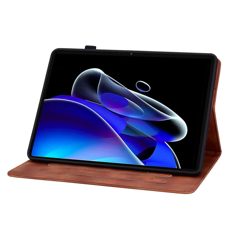 For Realme Pad X Lily Embossed Leather Tablet Case(Brown)