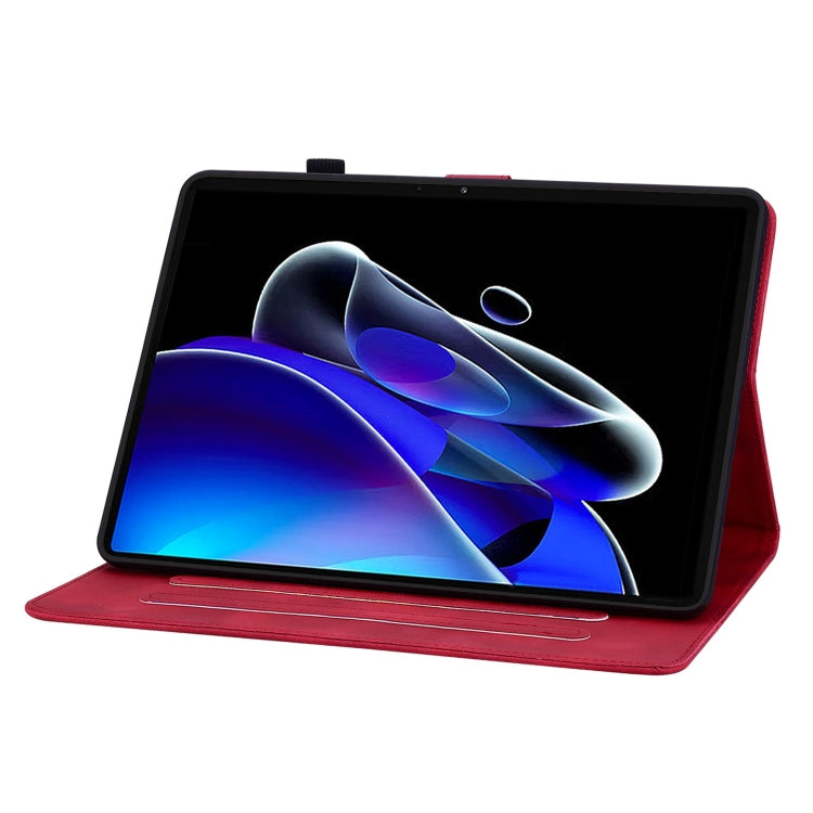 For Realme Pad X Lily Embossed Leather Tablet Case(Red)