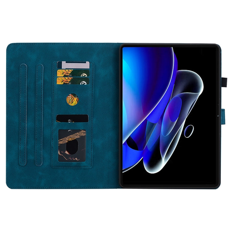 For Realme Pad X Lily Embossed Leather Tablet Case(Dark Blue)