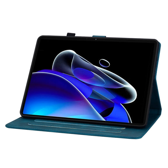 For Realme Pad X Lily Embossed Leather Tablet Case(Dark Blue)
