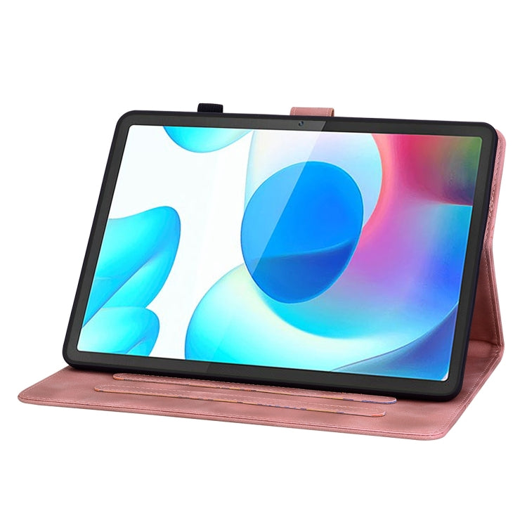 For Realme Pad 10.4 Lily Embossed Leather Tablet Case(Pink)