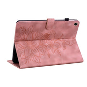 For Realme Pad 10.4 Lily Embossed Leather Tablet Case(Pink)