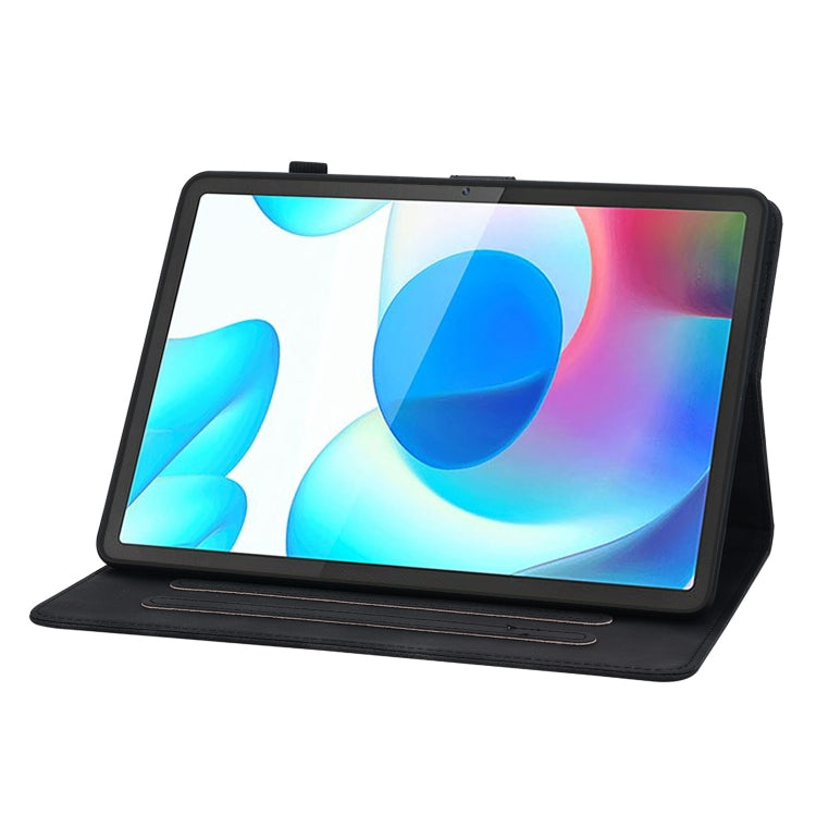 For Realme Pad 10.4 Lily Embossed Leather Tablet Case(Black)