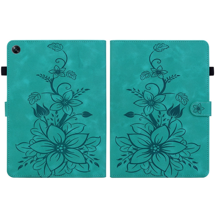For OPPO Pad Air Lily Embossed Leather Tablet Case(Green)