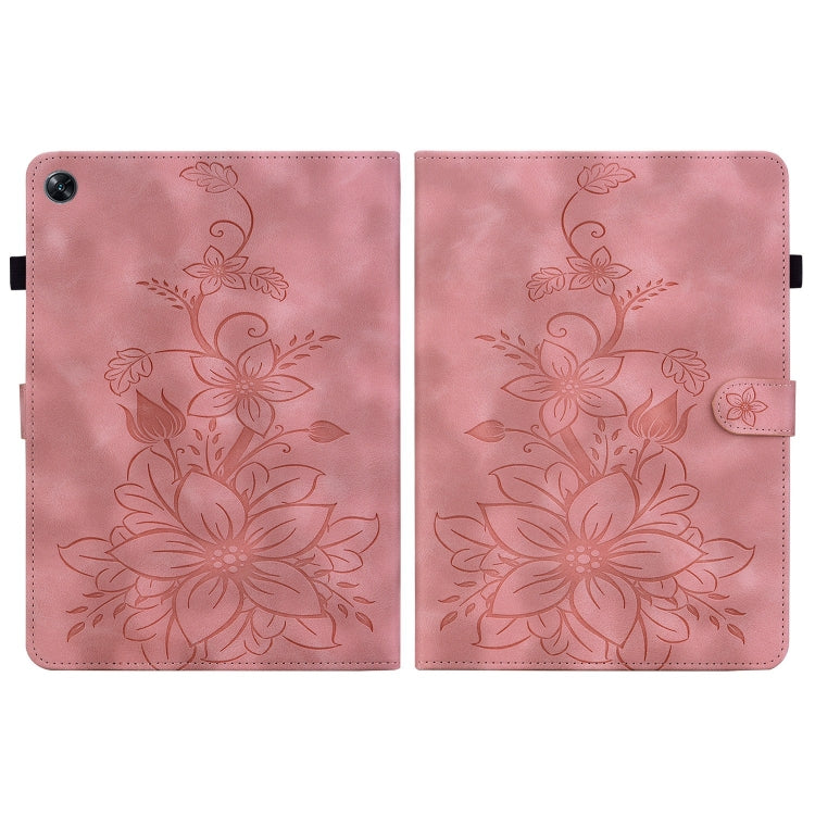 For OPPO Pad Air Lily Embossed Leather Tablet Case(Pink)