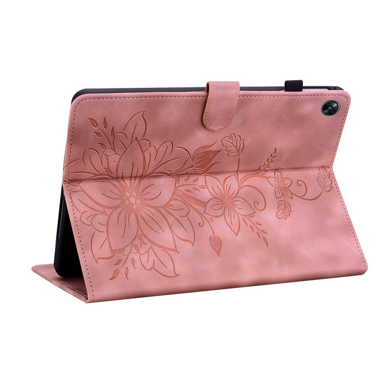 For OPPO Pad Air Lily Embossed Leather Tablet Case(Pink)