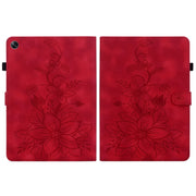 For OPPO Pad Air Lily Embossed Leather Tablet Case(Red)