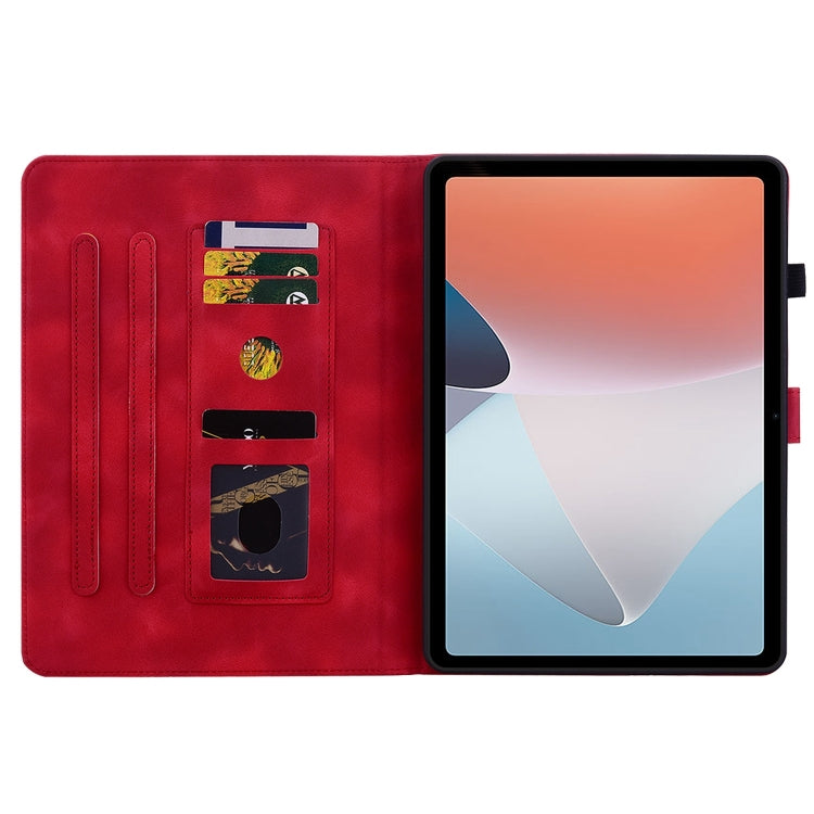 For OPPO Pad Air Lily Embossed Leather Tablet Case(Red)