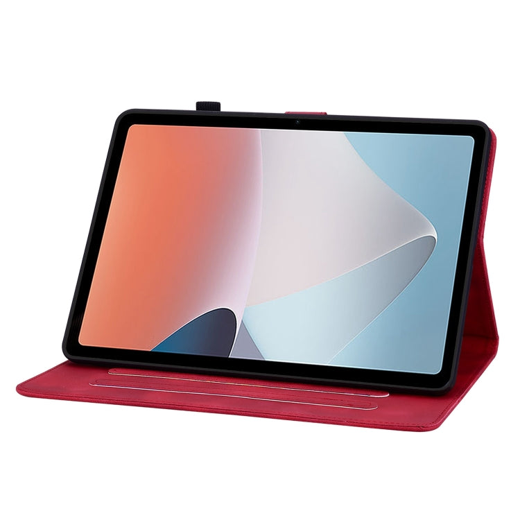 For OPPO Pad Air Lily Embossed Leather Tablet Case(Red)