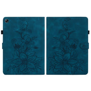 For OPPO Pad Air Lily Embossed Leather Tablet Case(Dark Blue)