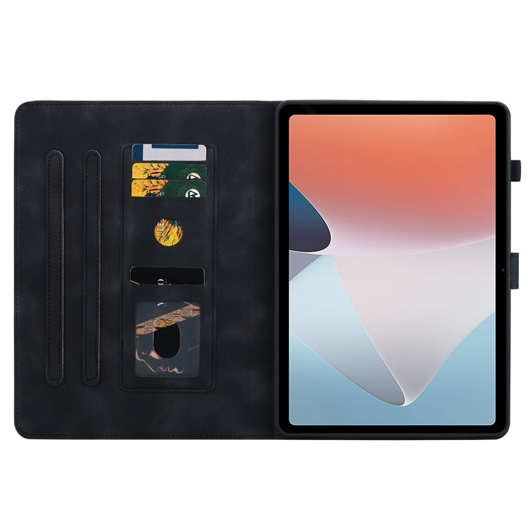 For OPPO Pad Air Lily Embossed Leather Tablet Case(Black)