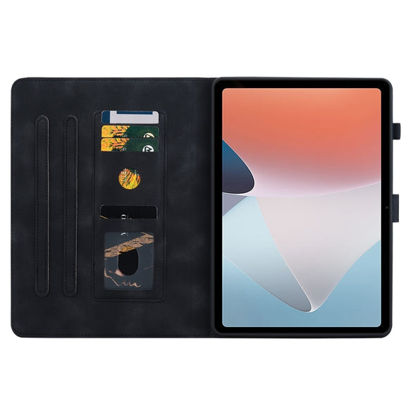 For OPPO Pad Air Lily Embossed Leather Tablet Case(Black)