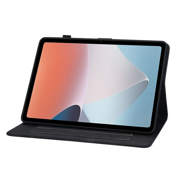 For OPPO Pad Air Lily Embossed Leather Tablet Case(Black)