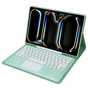 For iPad Pro 13 2024 A14B-A Detachable Ultra-Thin Bluetooth Touch Keyboard Leather Tablet Case with Pen Slot(Light Green)
