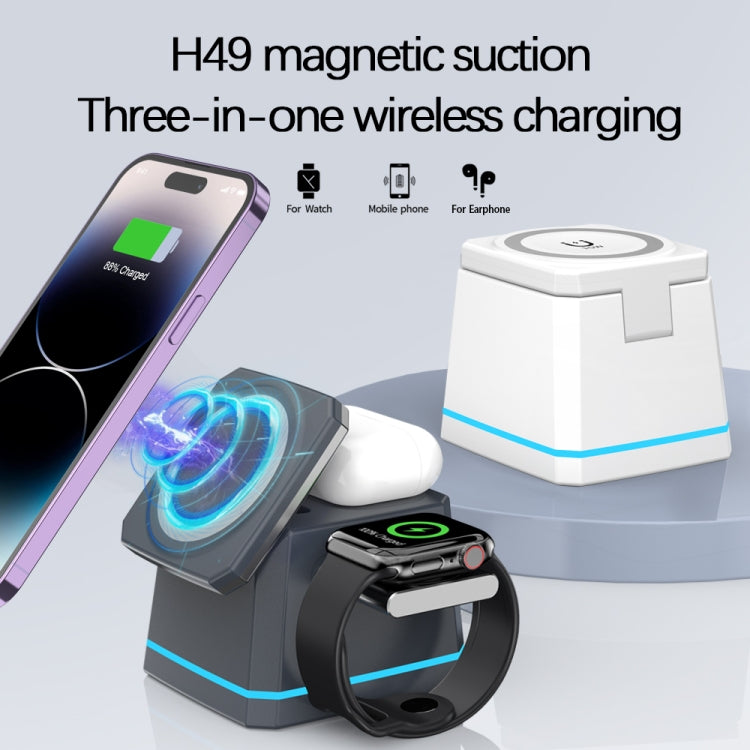H49 3 in 1 Multi-function Magnetic Wireless Charger(Dark Grey)