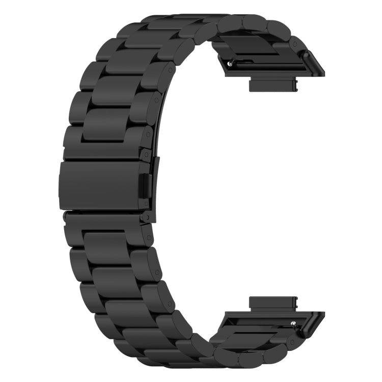 For Huawei Watch Fit 3 Three Bead Stainless Steel Metal Watch Band(Black)