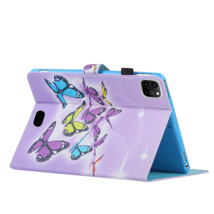 For iPad Pro 11 2024 Coloured Drawing Stitching Smart Leather Tablet Case(Butterflies)