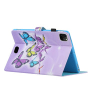 For iPad Pro 11 2024 Coloured Drawing Stitching Smart Leather Tablet Case(Butterflies)