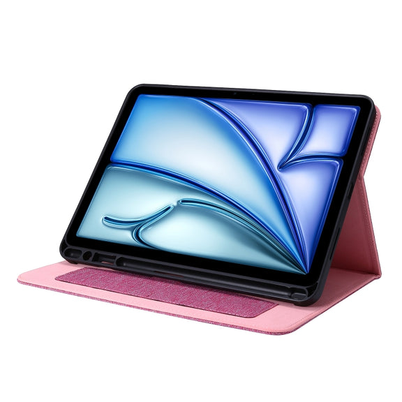 For iPad Air 13 2024 Fabric Leather Tablet Case(Rose Red)