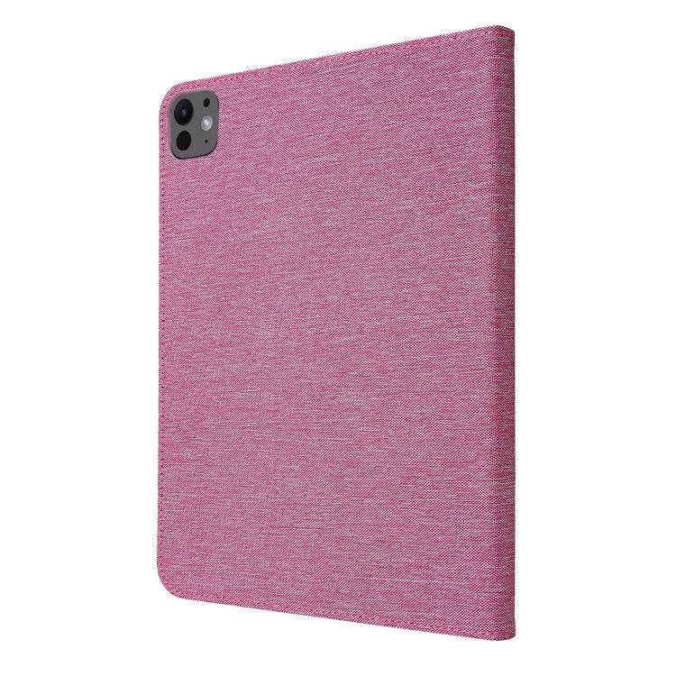 For iPad Pro 11 2024 Fabric Leather Tablet Case(Rose Red)