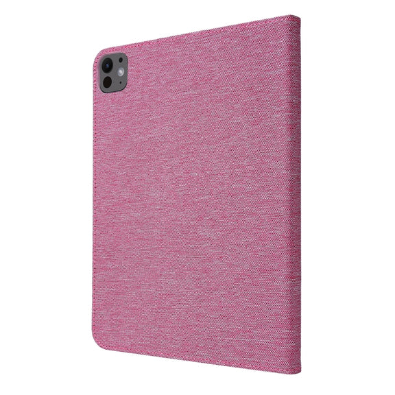For iPad Pro 11 2024 Fabric Leather Tablet Case(Rose Red)