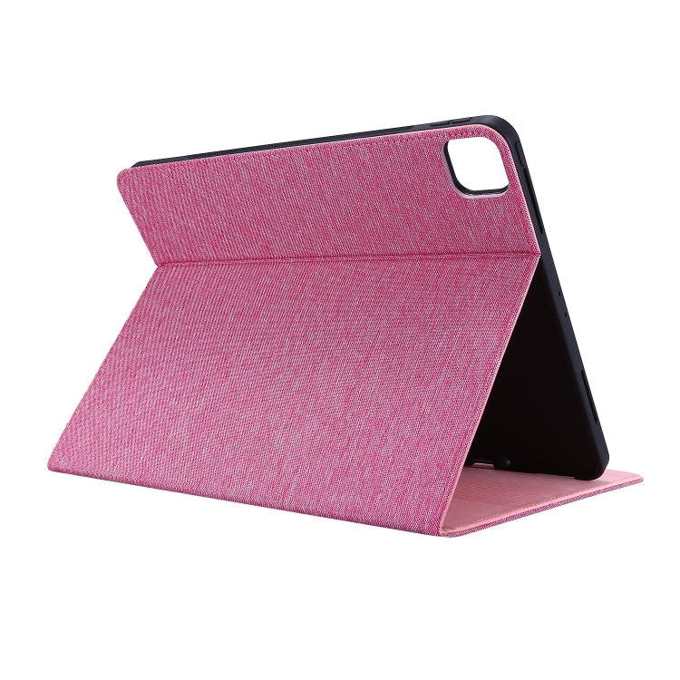 For iPad Pro 11 2024 Fabric Leather Tablet Case(Rose Red)