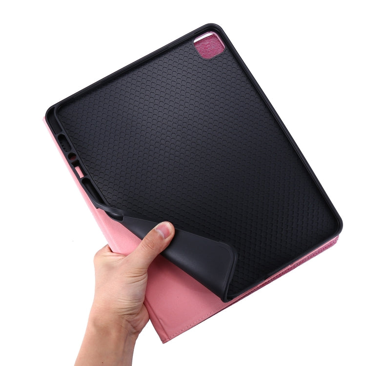 For iPad Pro 11 2024 Fabric Leather Tablet Case(Rose Red)